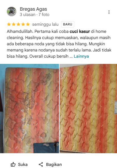 Rating dan Review Terbaik dari Google: Jasa Cuci Kasur Home Steril