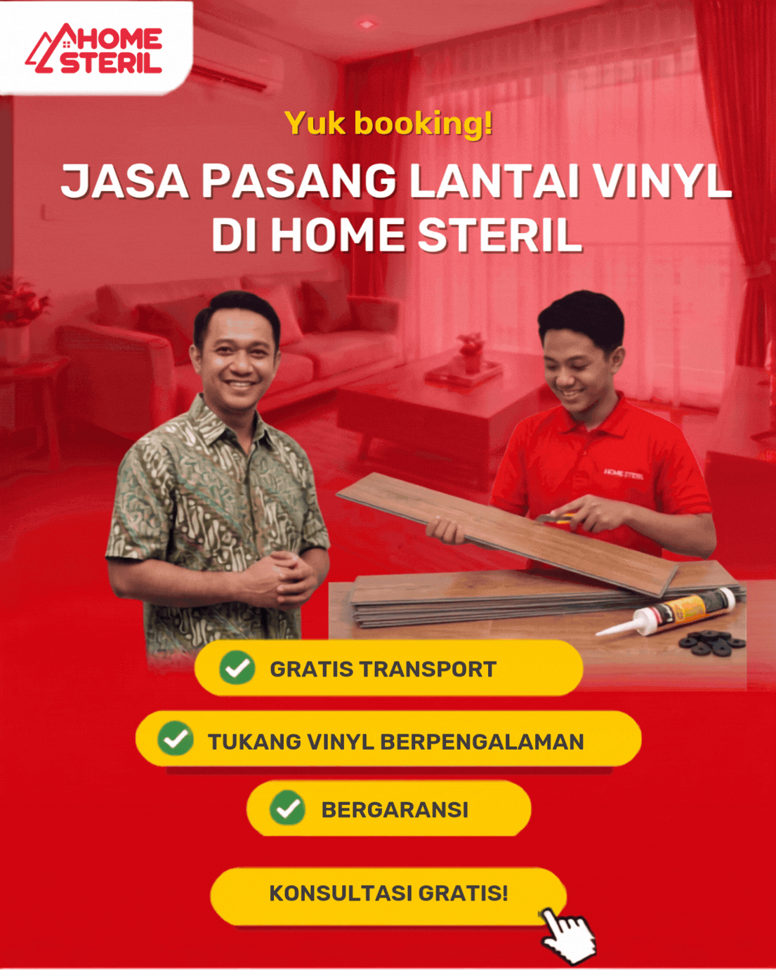 Jasa Pasang Lantai Vinyl di Homesteril.com