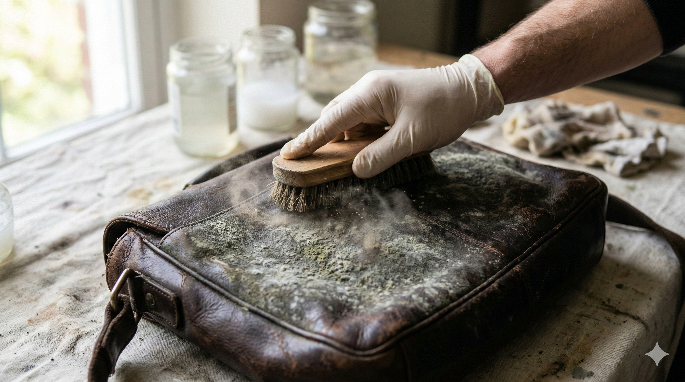 Cara membersihkan tas kulit yang berjamur dengan Sikat Halus