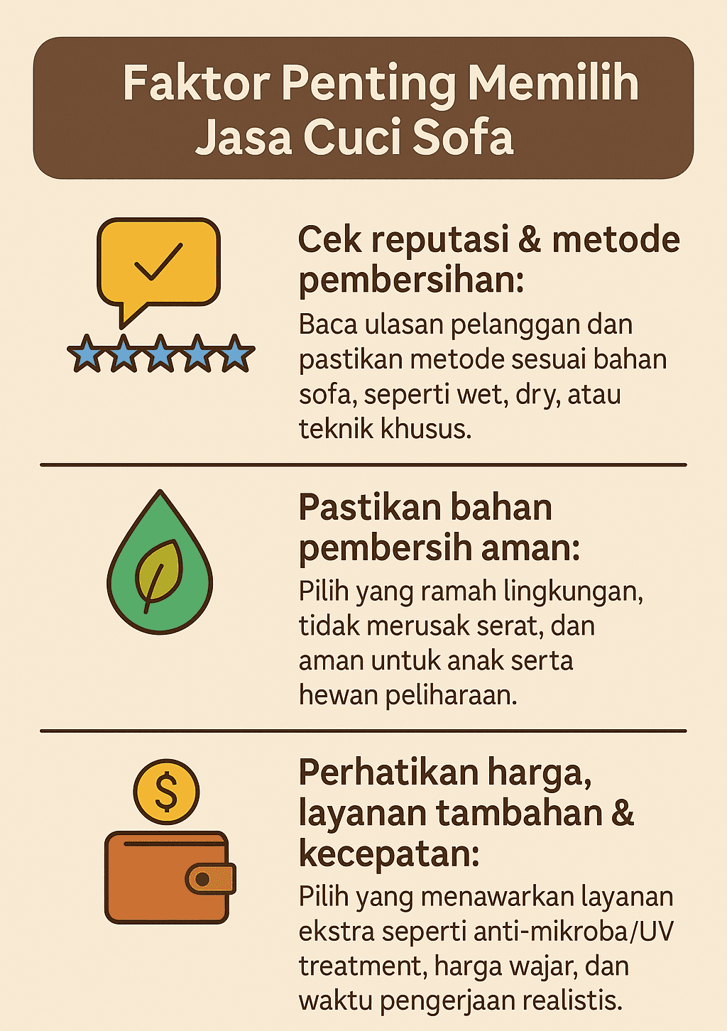 Infografik: Faktor Penting Memilih Jasa Cuci Sofa