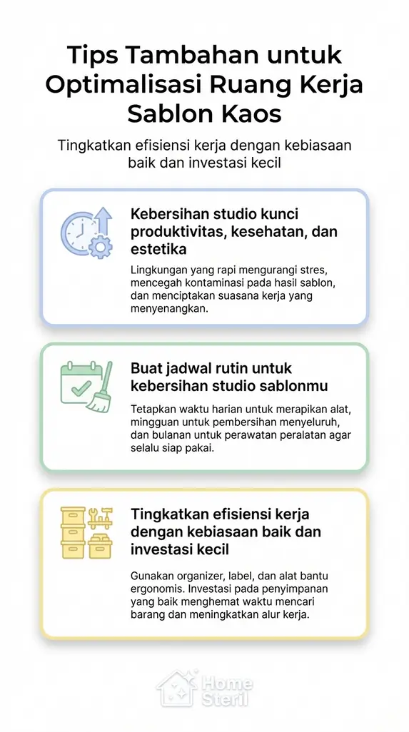 Tips Tambahan untuk Optimalisasi Ruang Kerja Sablon Kaos