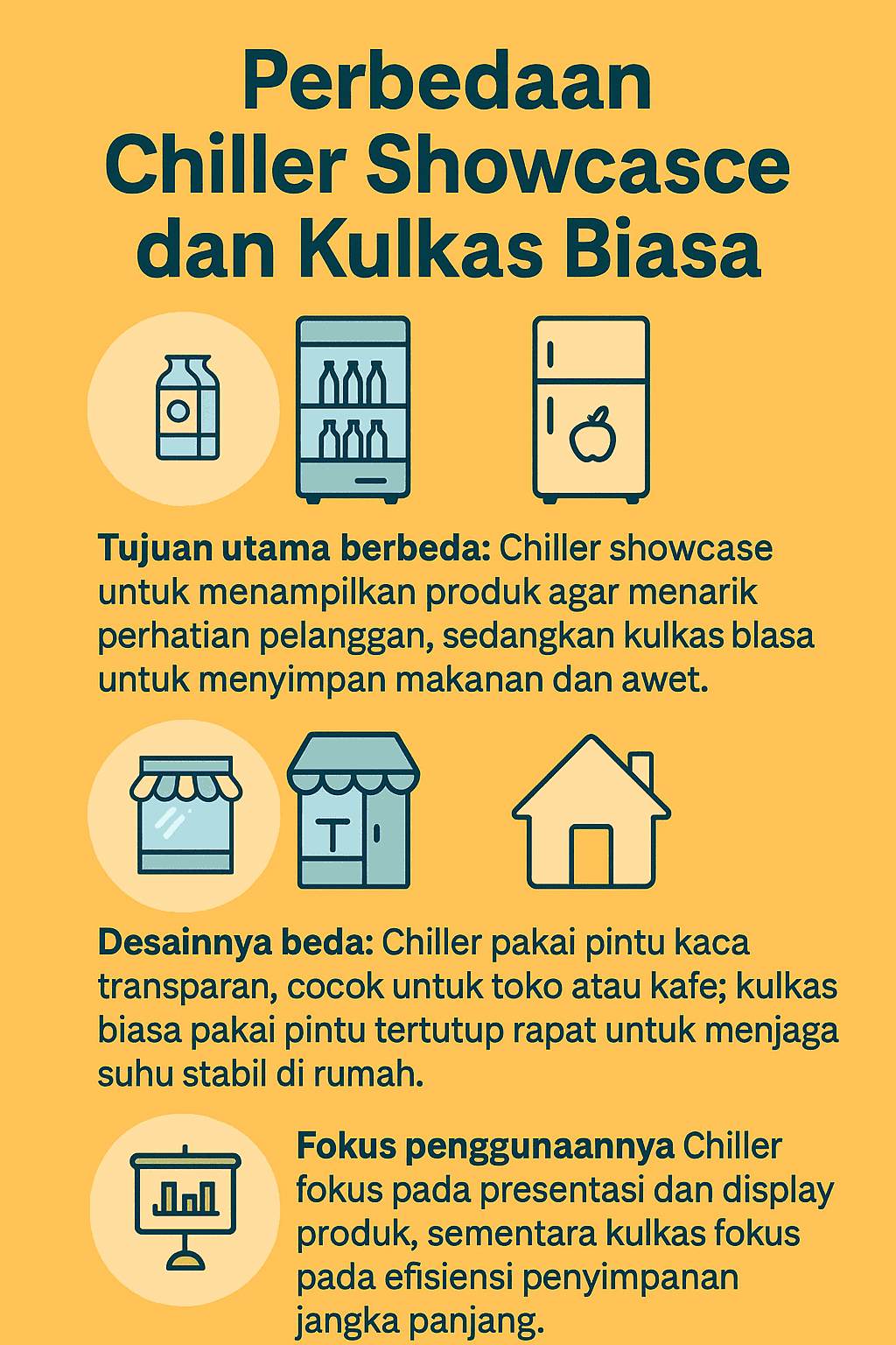 Perbedaan antara Chiller Showcase dan Kulkas Biasa