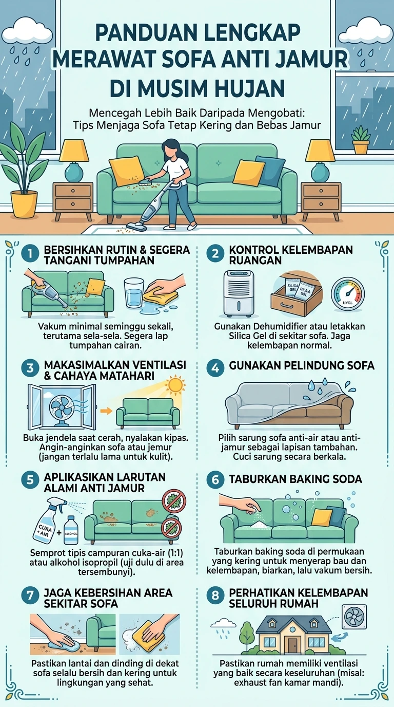 Infografik : Panduan Lengkap : Merawat Sofa Anti Jamur Di Musim Hujan