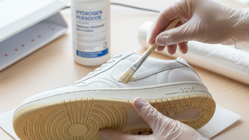 Hidrogen Peroksida untuk Sol Karet yang Menguning Pada Sepatu Putih
