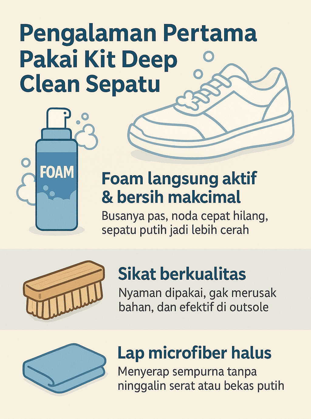 Infografik: Pengalaman Pertama Pakai Kit Deep Clean Sepatu