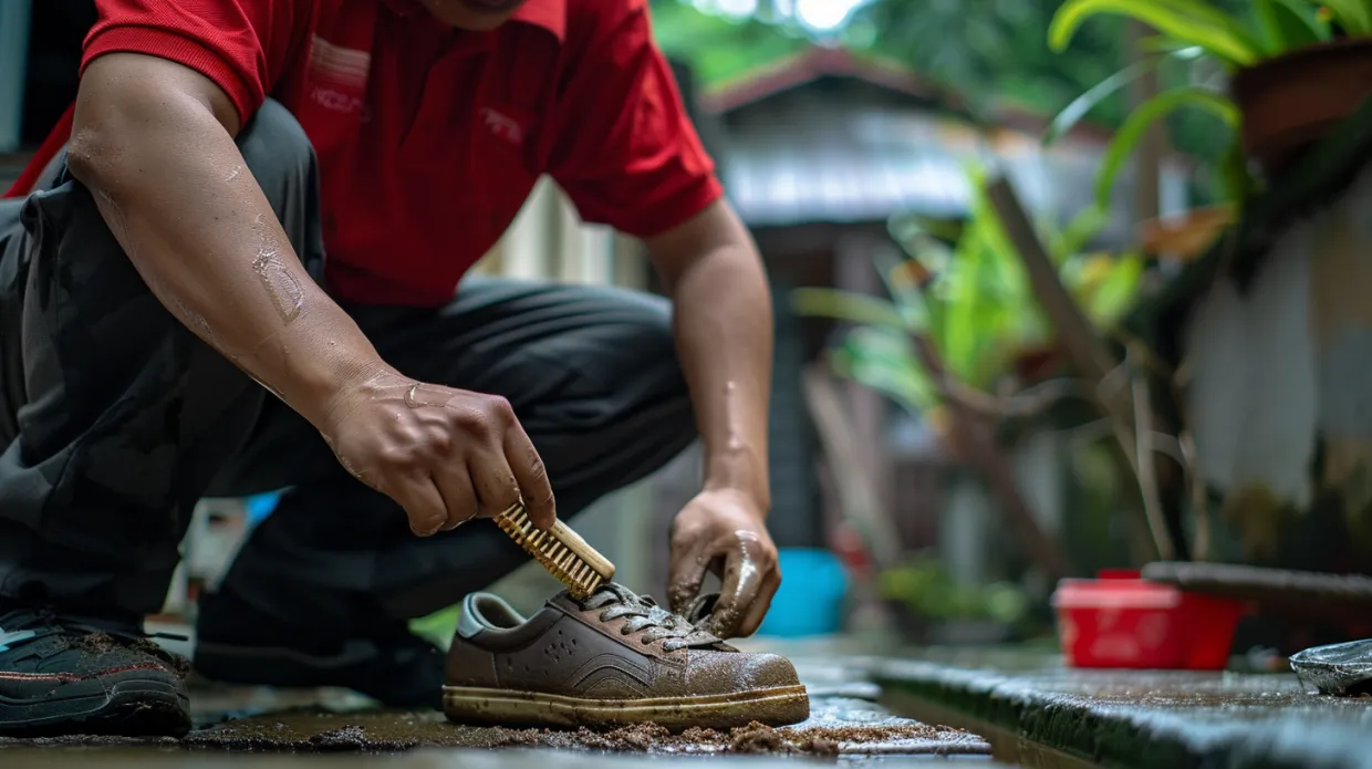 Penanganan Darurat Sepatu yang Kena Hujan dan Lumpur