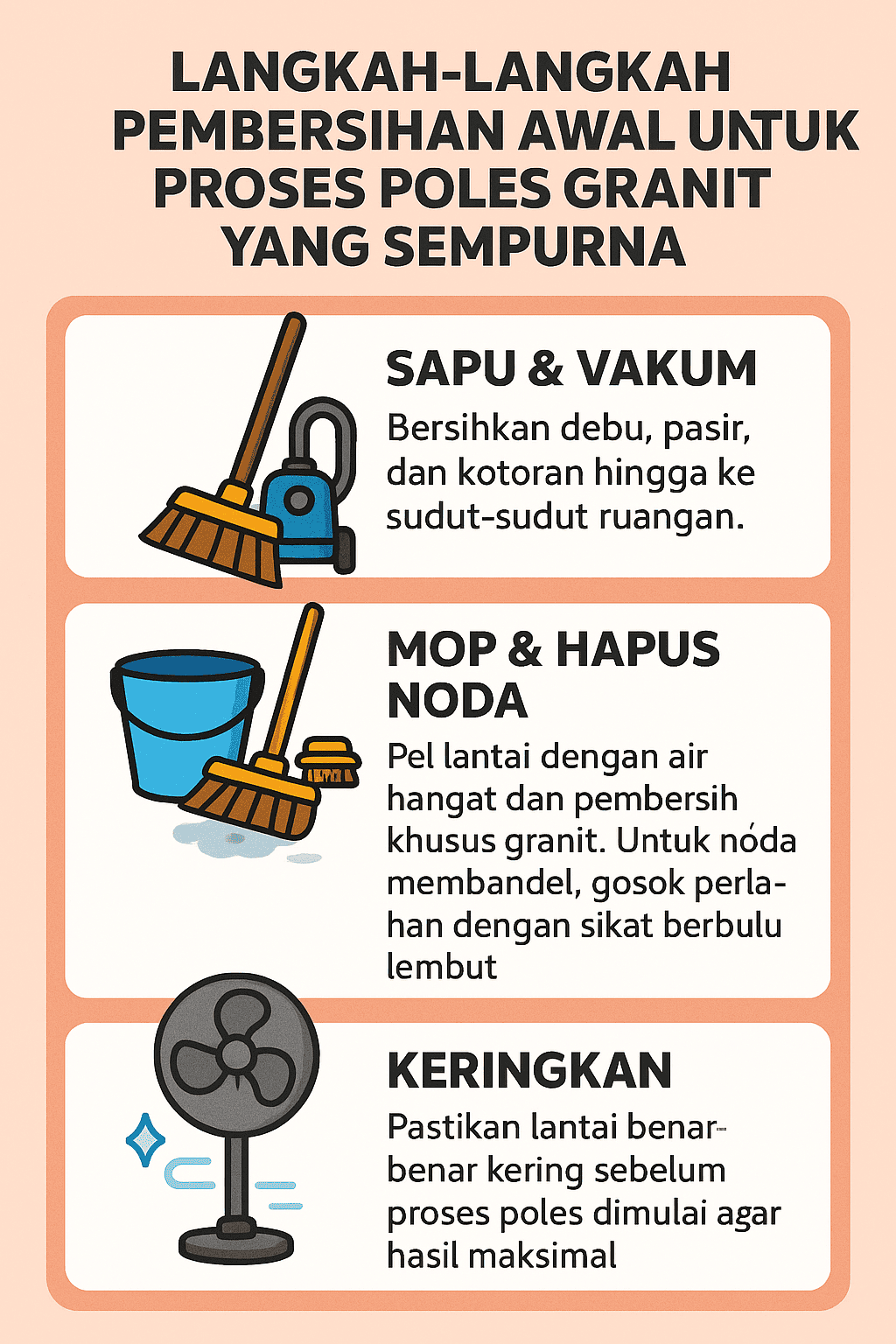 Langkah-Langkah Pembersihan Awal untuk Proses Poles Granit yang Sempurna