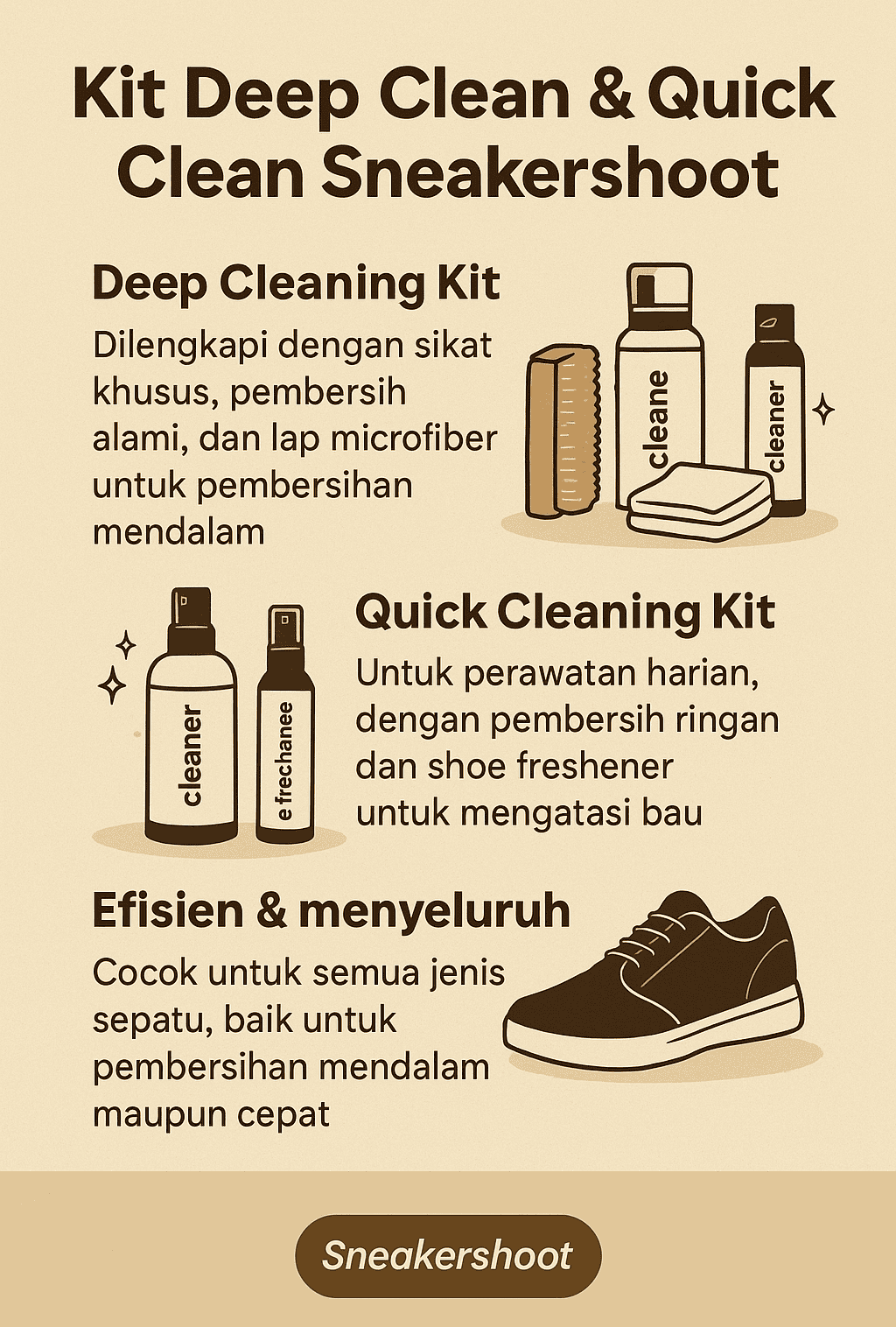 Infografik: Kit Deep Clean dan Quick Clean Sneakershoot