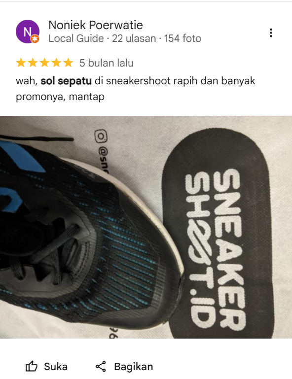 Ulasan Pelanggan Reparasi Sepatu di Sneakershoot