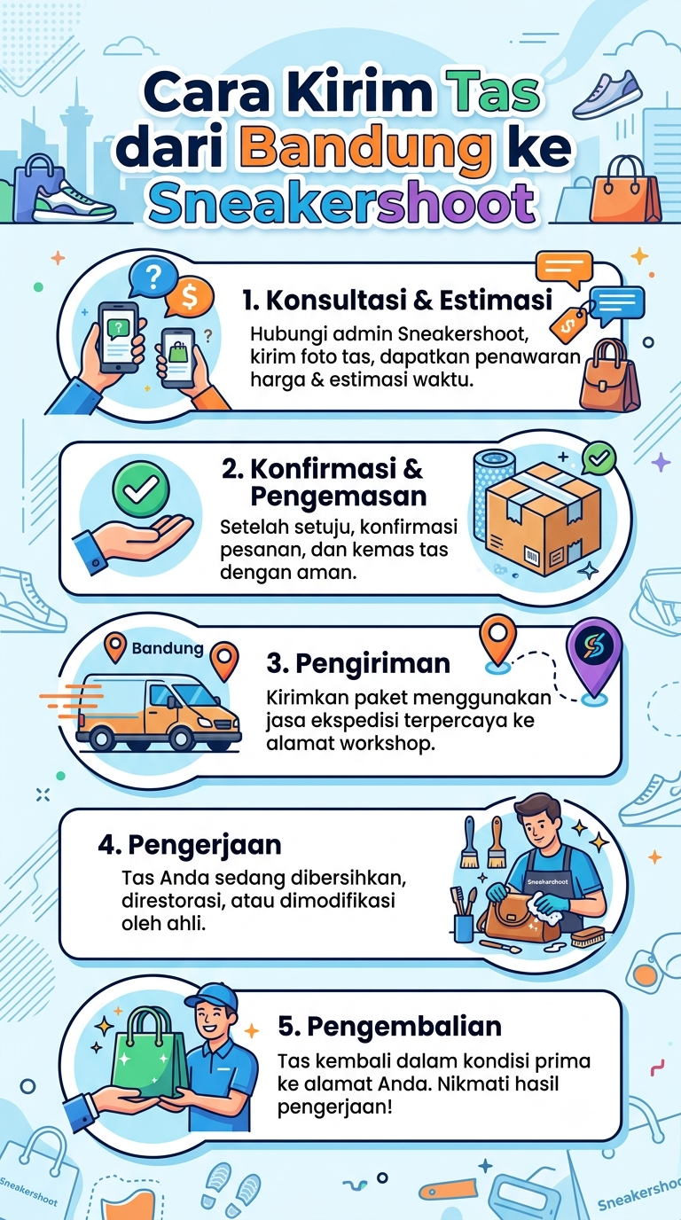 infografik : Cara Kirim Tas dari Bandung ke Sneakershoot