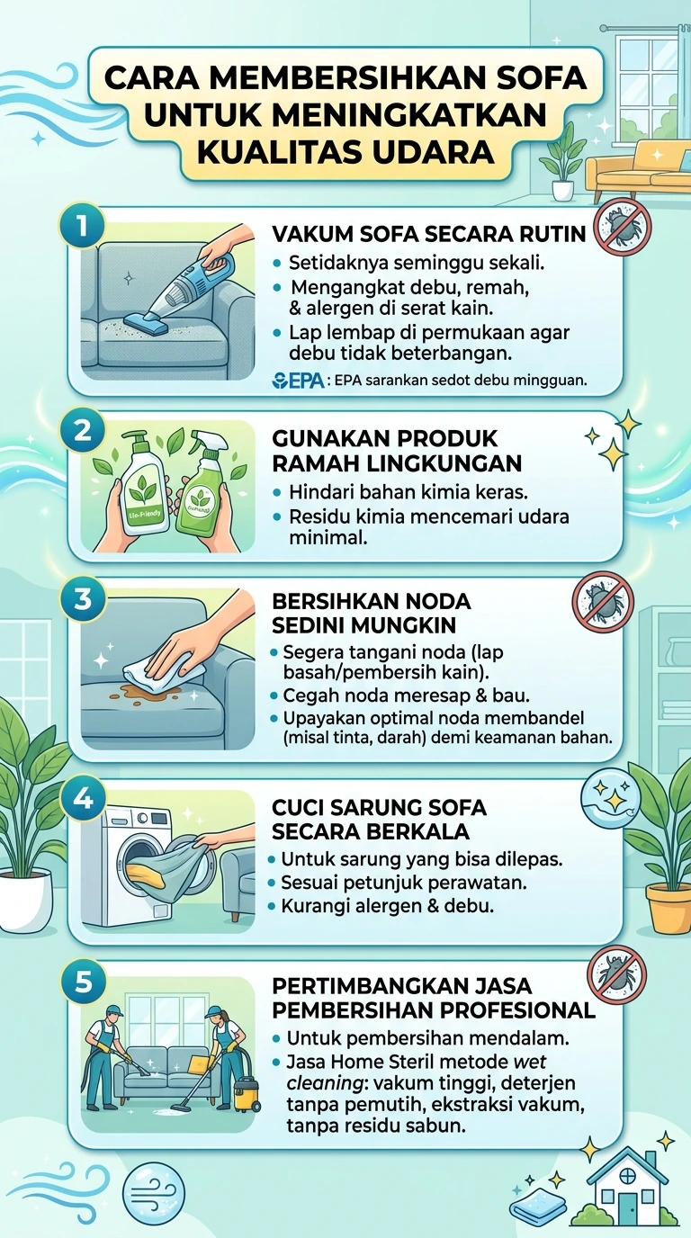 Infografik : Cara Membersihkan Sofa Untuk Meningkatkan Kualitas Udara