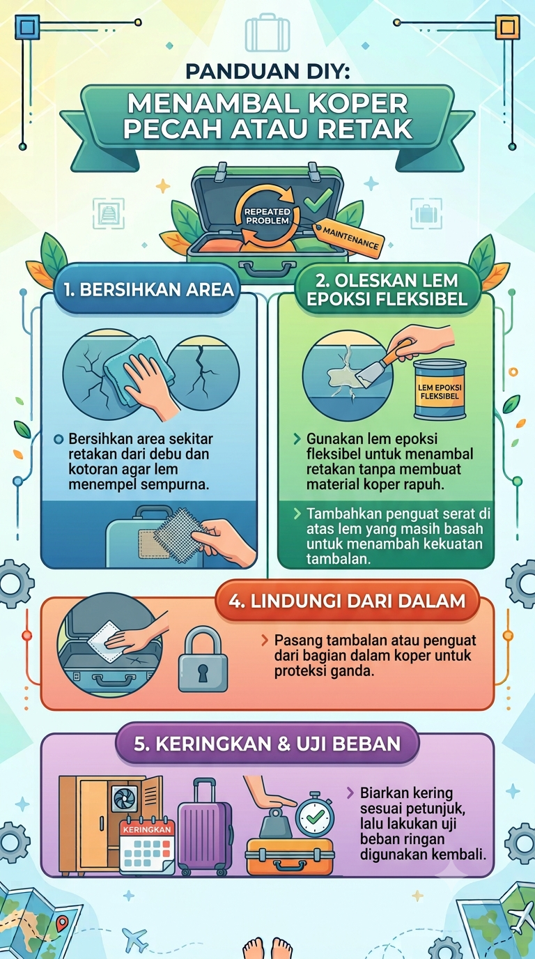 Infografik : Panduan DIY: Menambal Koper Pecah atau Retak