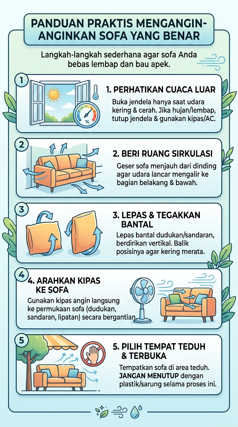 Infografik : Panduan Praktis Mengangin-Anginkan Sofa Yang Benar