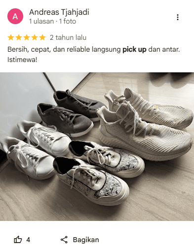 Rating Pelanggan Cuci Sepatu di Sneakershoot