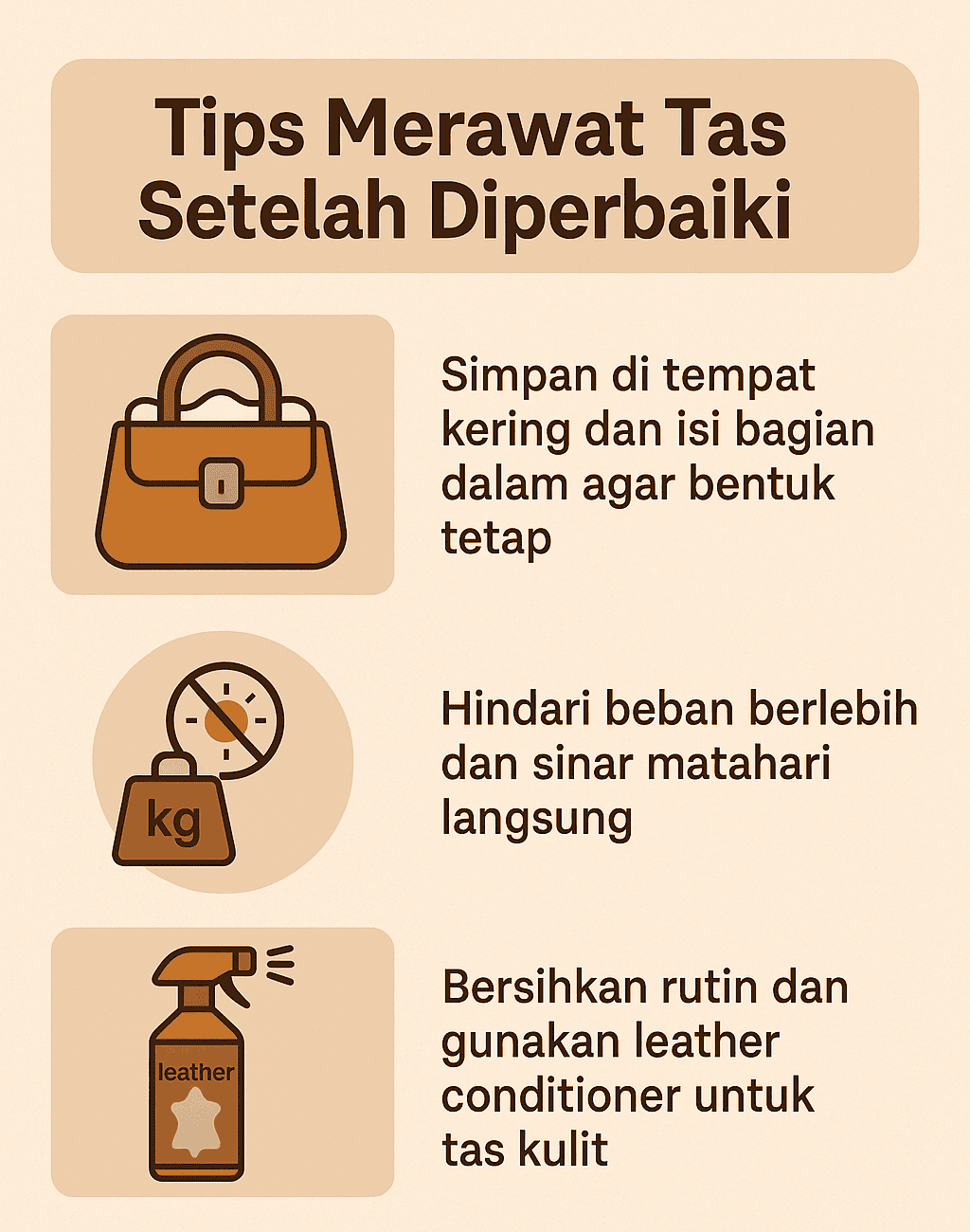 Infografik: Tips Merawat Tas Setelah Diperbaiki