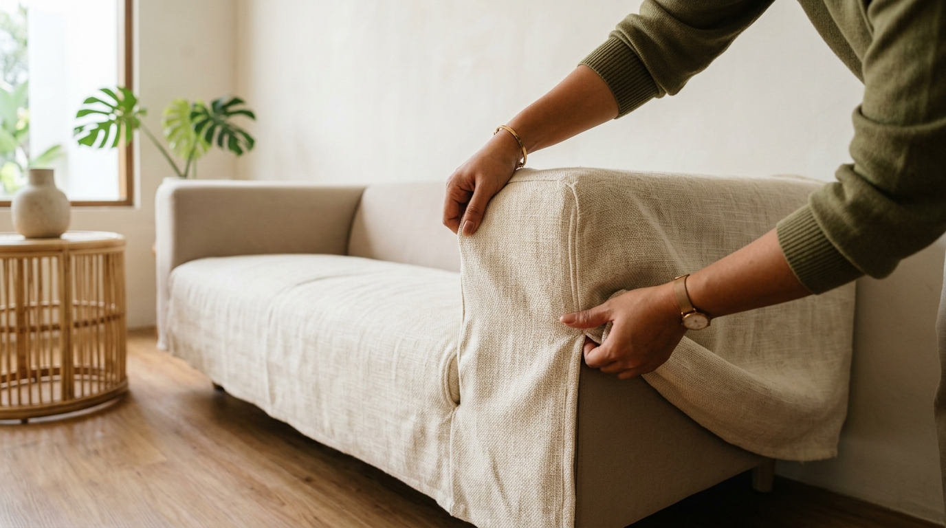 5. Gunakan Penutup Sofa