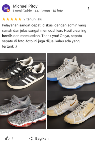 Rating Pelanggan Sneakershoot (Jasa Cuci Sepatu Jabodetabek)