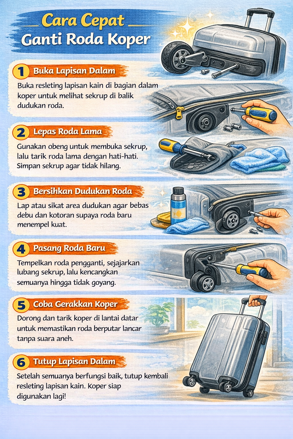 Cara Cepat Ganti Roda Koper