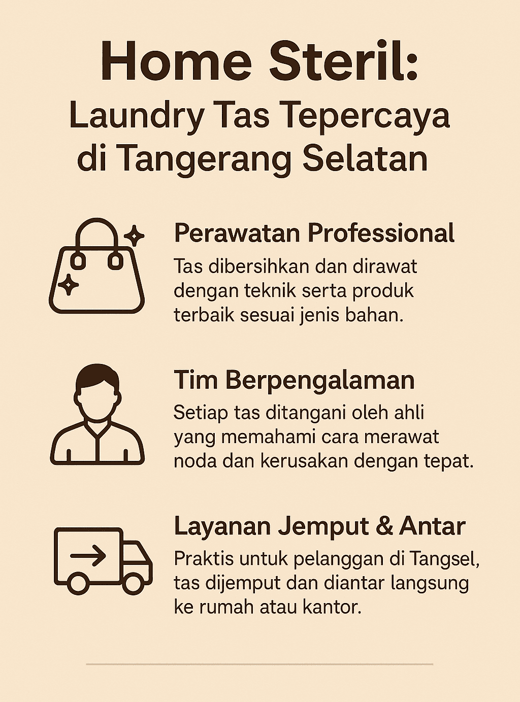 Infografik: Home Steril: Laundry Tas Terpercaya di Tangerang Selatan