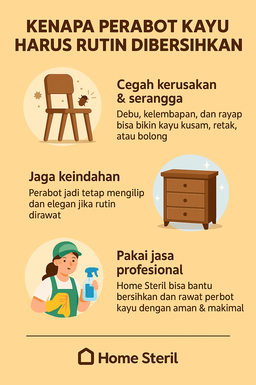Infografik: Kenapa Perabot Kayu Harus Rutin Dibersihkan
