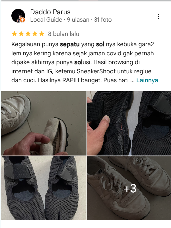 Ulasan Pelanggan Gunakan Jasa Reparasi Sepatu Sneakershoot