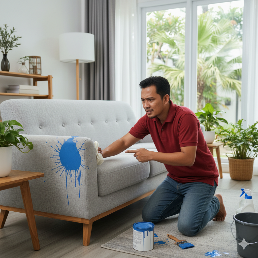 Segera Tangani Noda Cat di Sofa