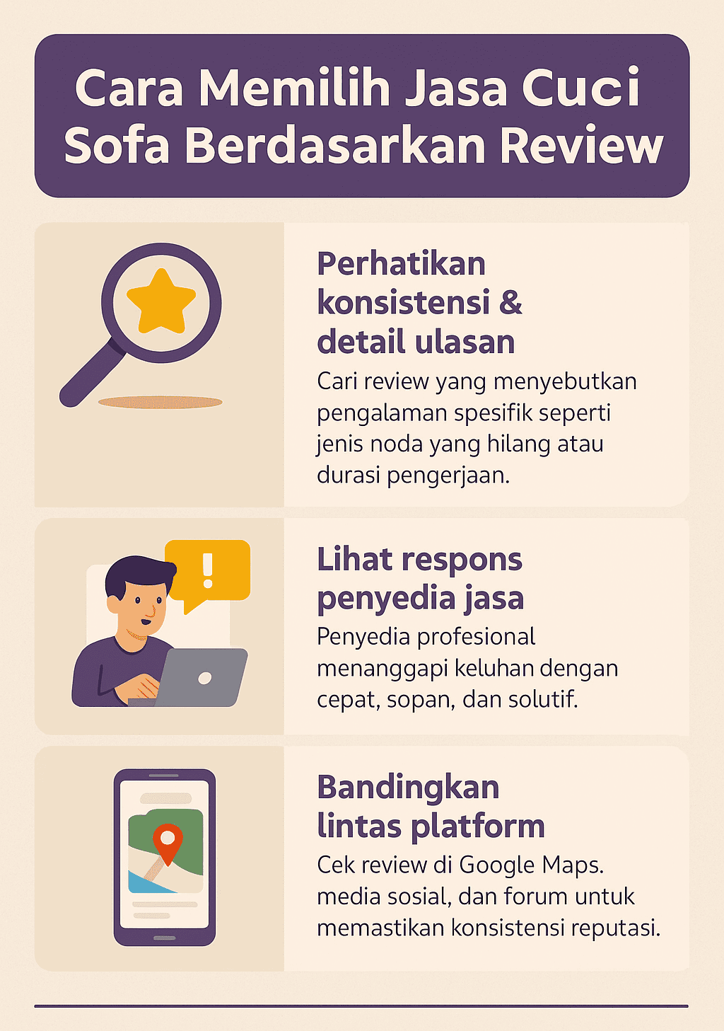Infografik: Cara Memilih Jasa Cuci Sofa Berdasarkan Review