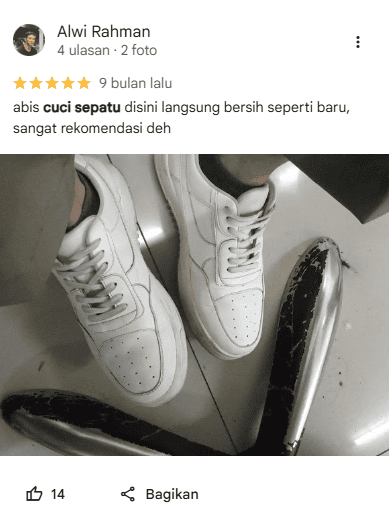 Rating Pelanggan Cuci Sepatu di Sneakershoot