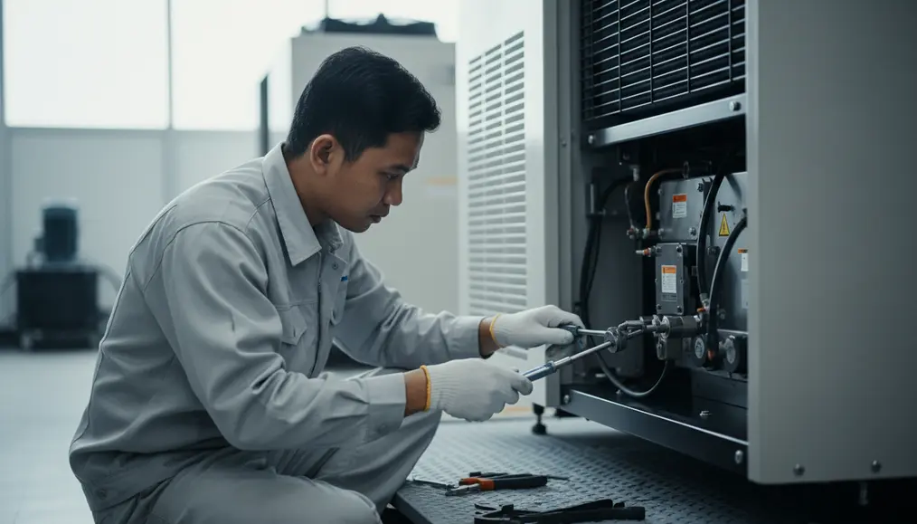 Proses Perbaikan dan Ganti Fan Motor Chiller