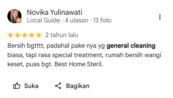 Testimoni Pelanggan Home Steril