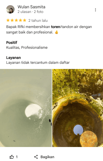 Ulasan Pelanggan Cuci Toren di Home Steril