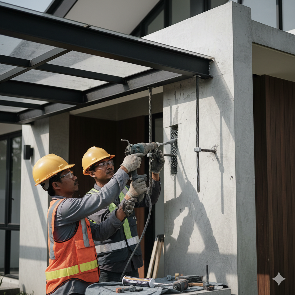 Teknik Pemasangan Anti-Roboh (Chemical Anchor)