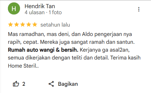 Rating jasa bersih bersih rumah di home-steril.com