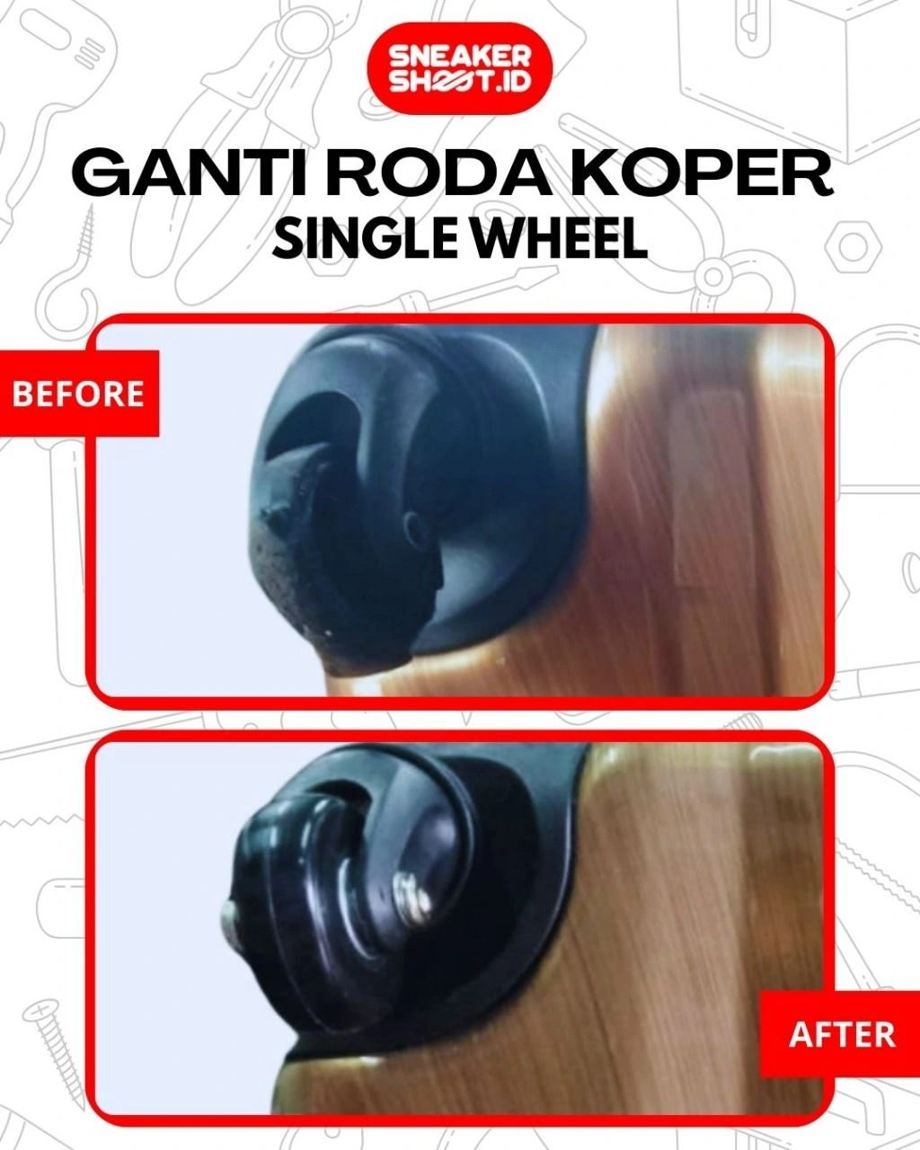 Before dan After Reparasi Koper di sneakershoot.id.
