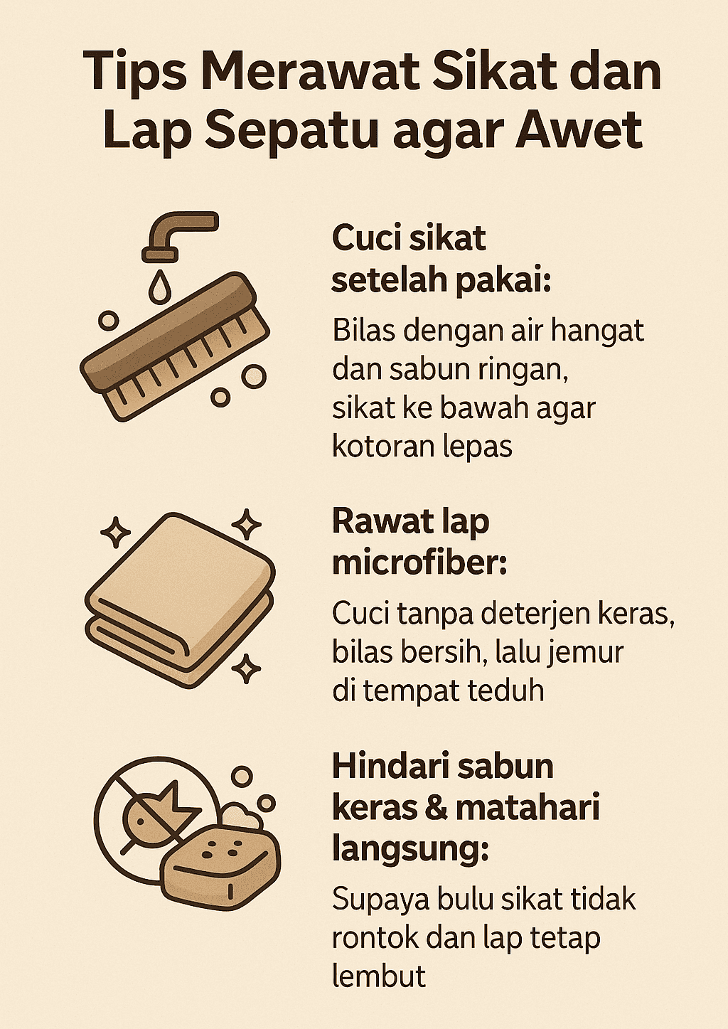 Infografik: Tips Merawat Sikat dan Lap Sepatu agar Awet