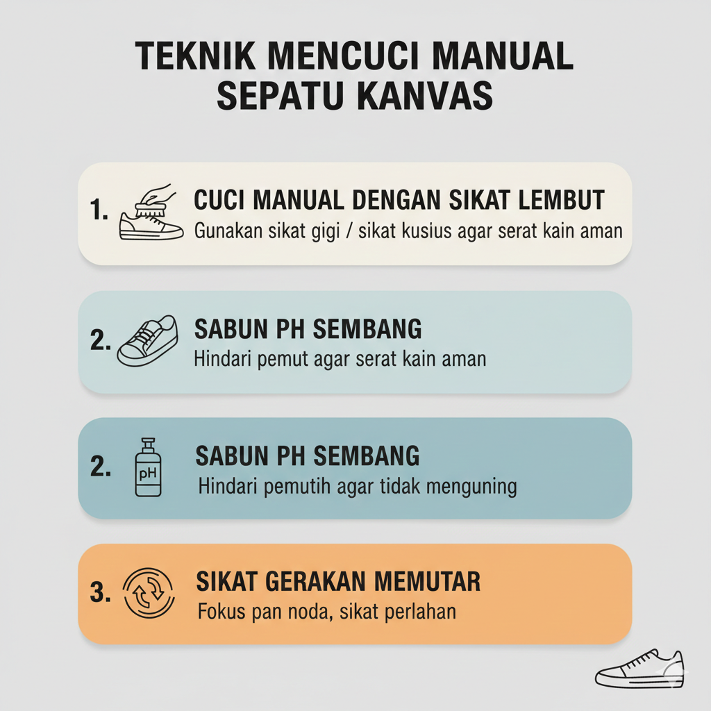 Teknik Mencuci Manual Sepatu Kanvas
