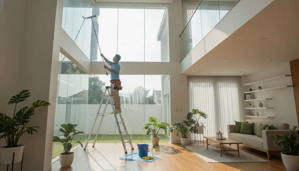 Jasa Bersih Kaca Rumah Dua Lantai: Keamanan dan Hasil Kinclong