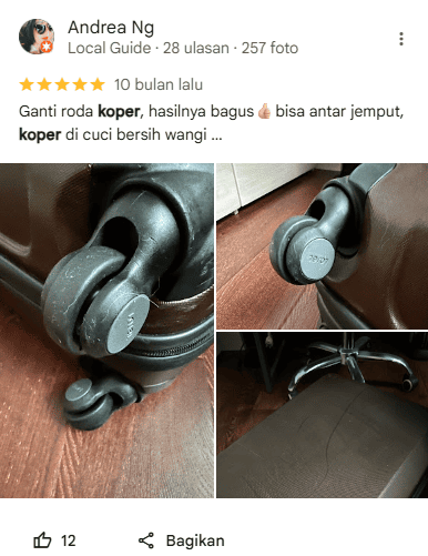Rating Pelanggan Reparasi Koper di Home Steril