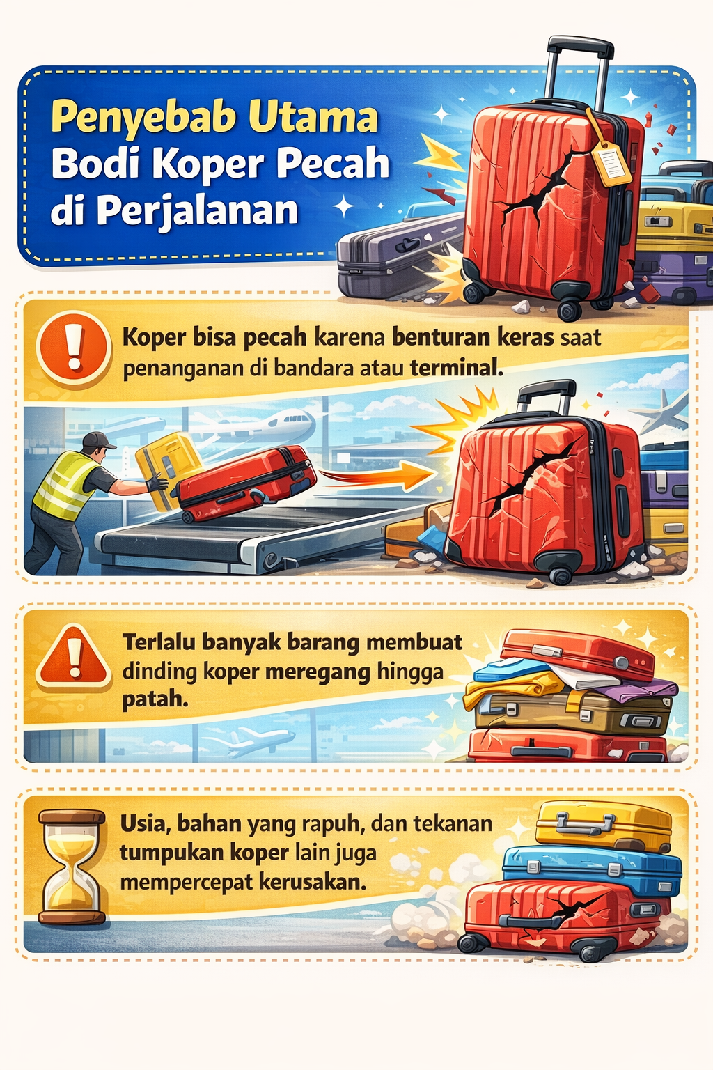 Penyebab Utama Bodi Koper Pecah di Perjalanan