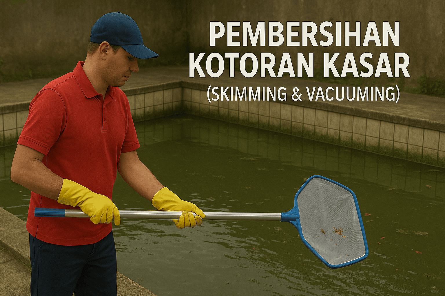 Pembersihan Kotoran Kasar (Skimming & Vacuuming)