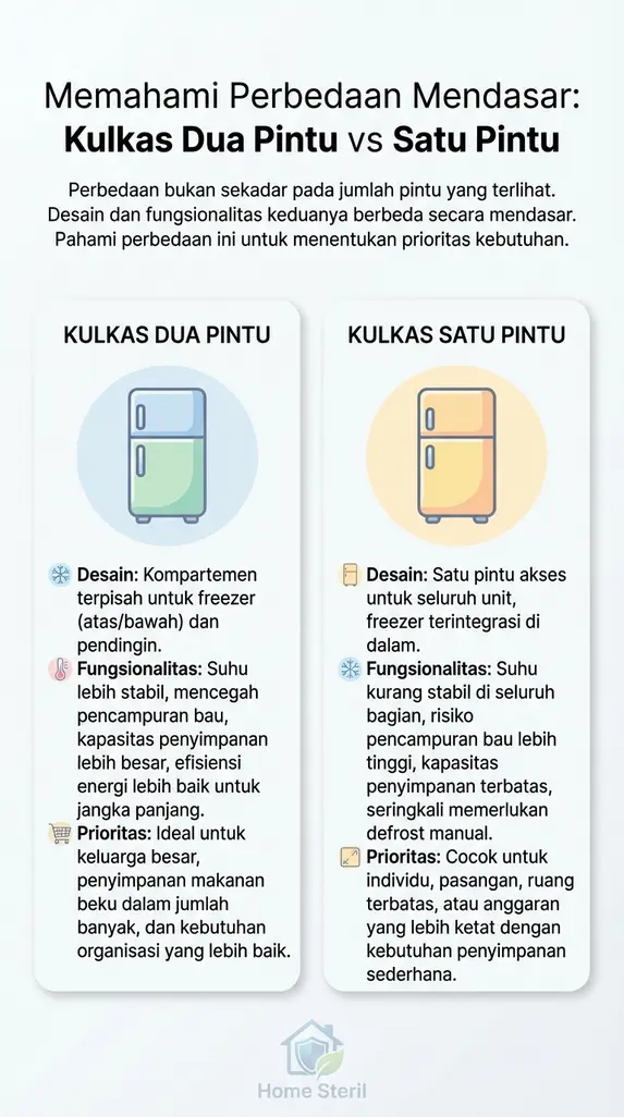 Memahami Perbedaan Mendasar: Kulkas Dua Pintu vs Satu Pintu