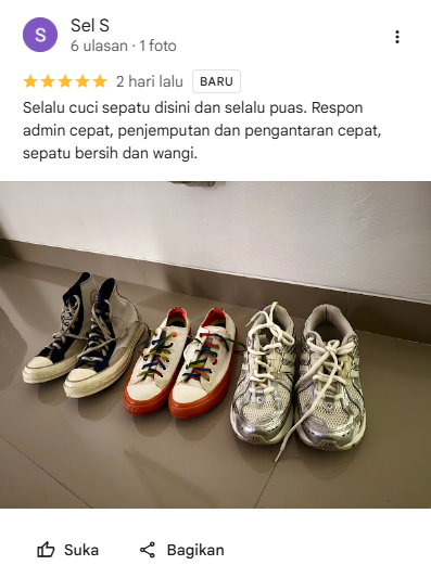 Ulasan Pelanggan Cuci Sepatu Lari di Sneakershoot