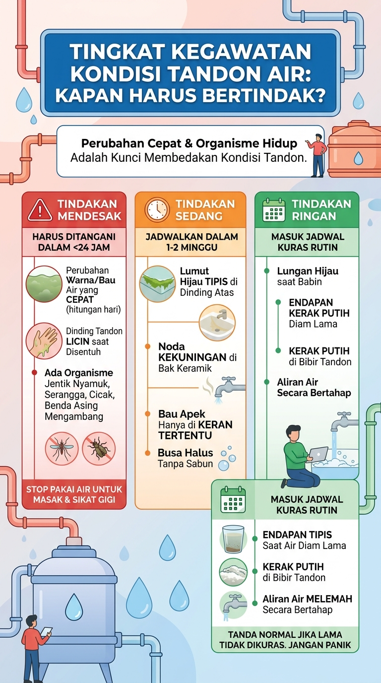 Infografik : Tingkat Kegawatan Kondisi Tandon Air : Kapan Harus Bertindak?