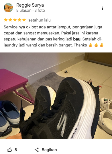 Rating Pelanggan Cuci Sepatu di Sneakershoot