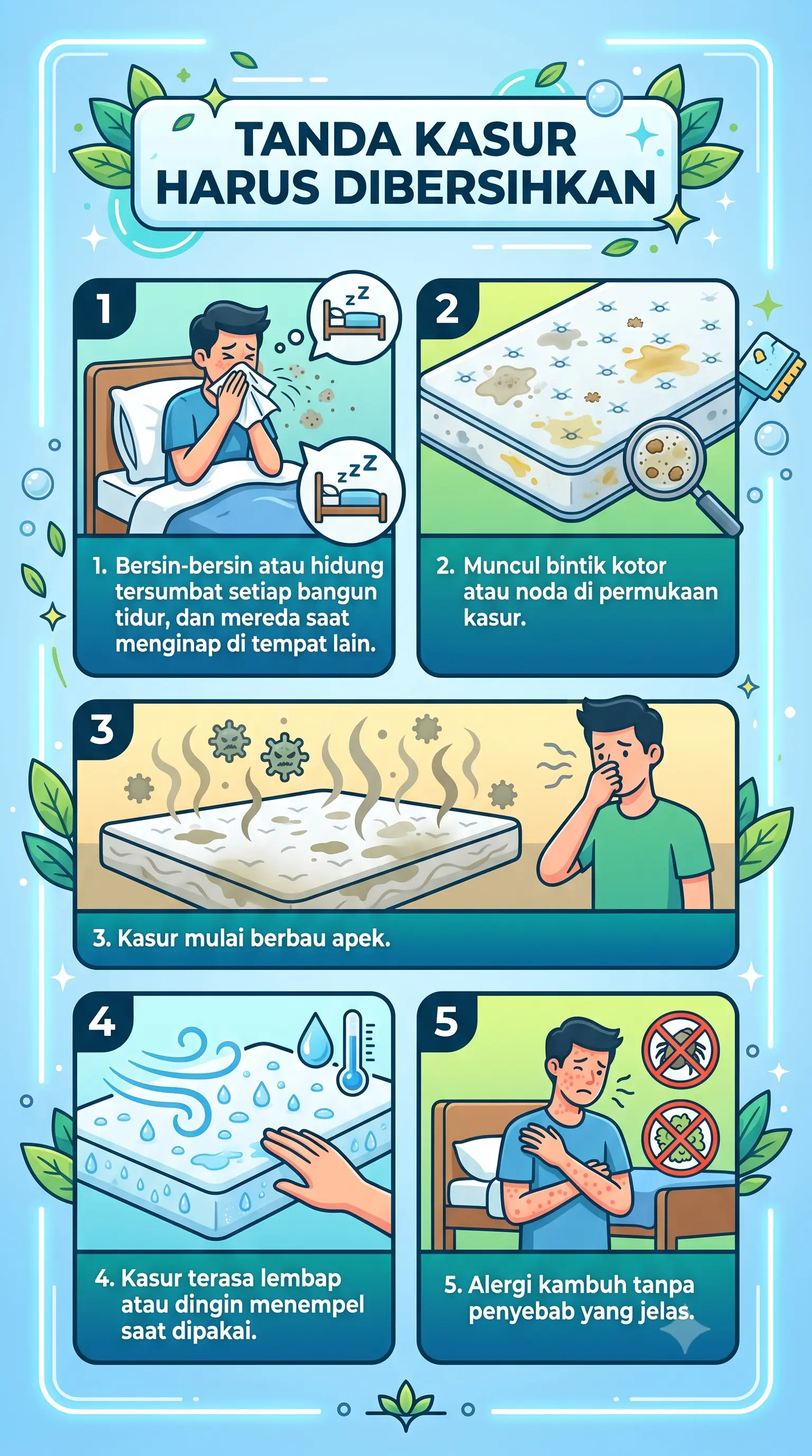 Infografik : tanda kasur harus dibersihkan