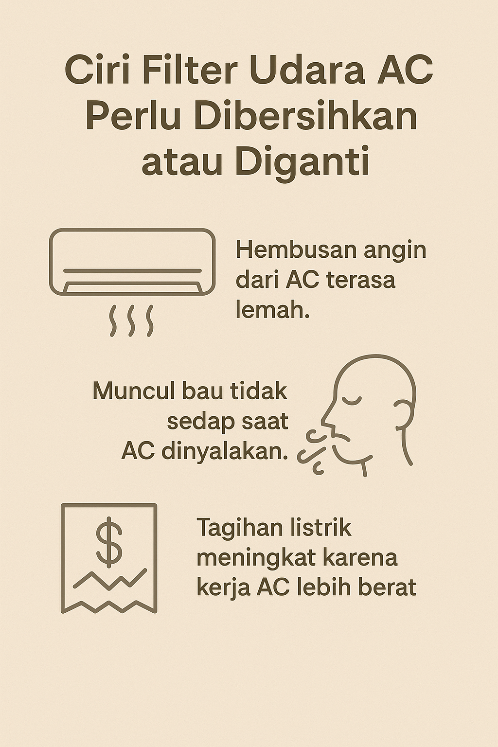 Infografik:Ciri Filter Udara AC Perlu Dibersihkan atau Diganti