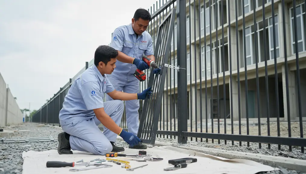 Proses Pembuatan dan Pemasangan Pagar Komersial Besi di Home Steril