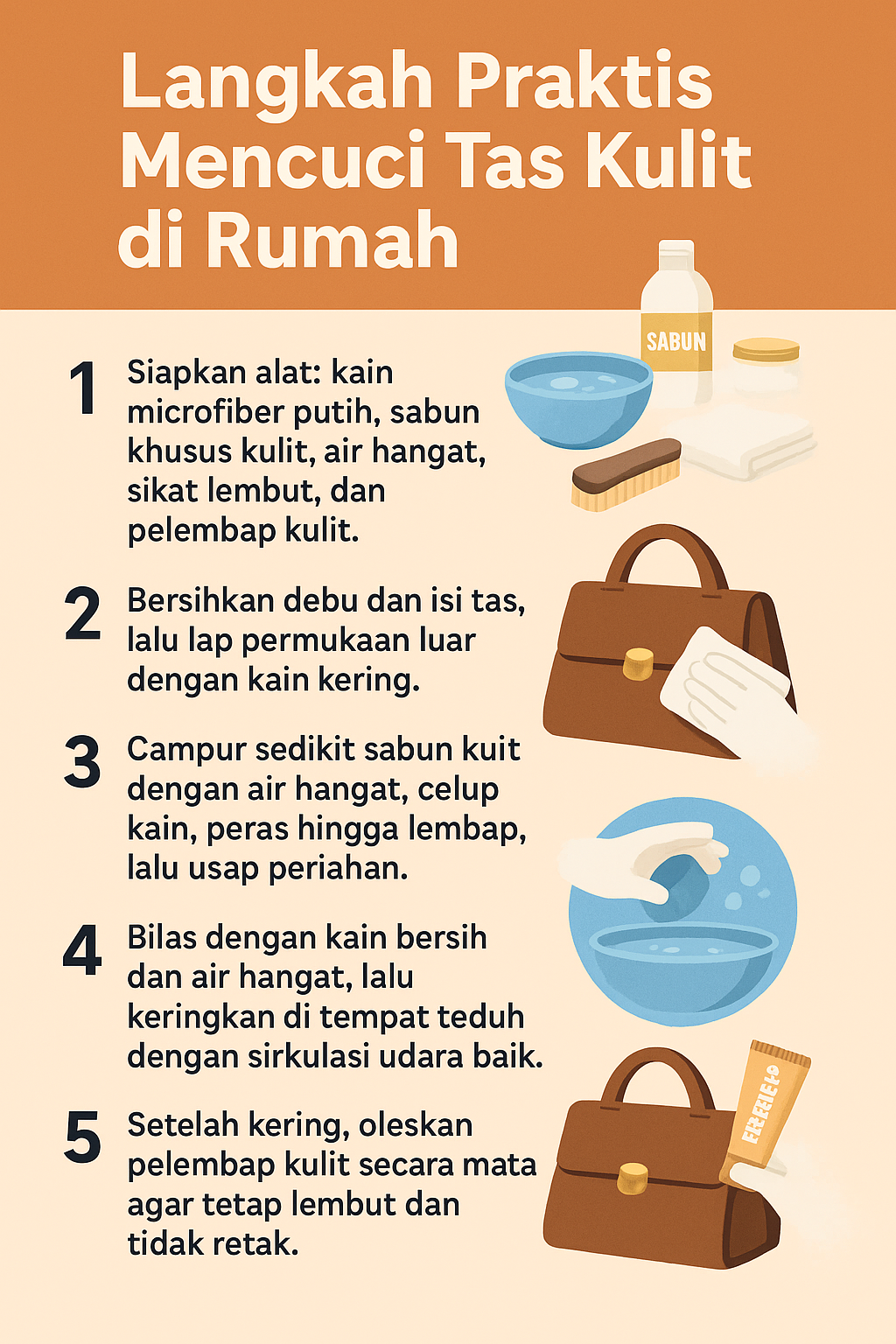 Langkah-Langkah Mencuci Tas Kulit di Rumah dengan Tepat