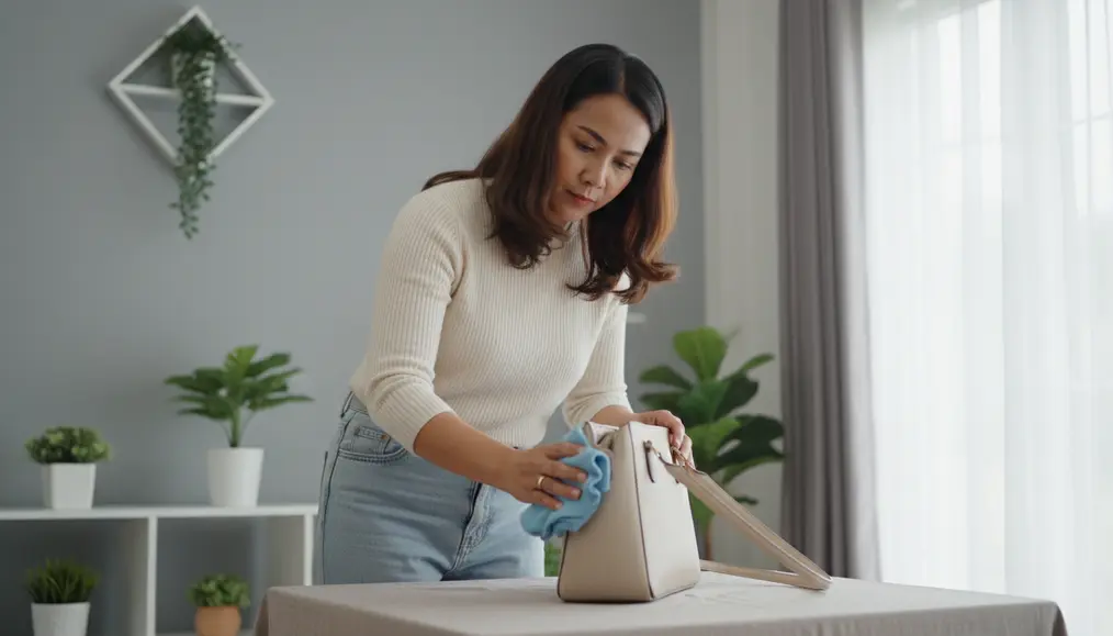 Bersihkan Permukaan Tas dengan Hati-hati