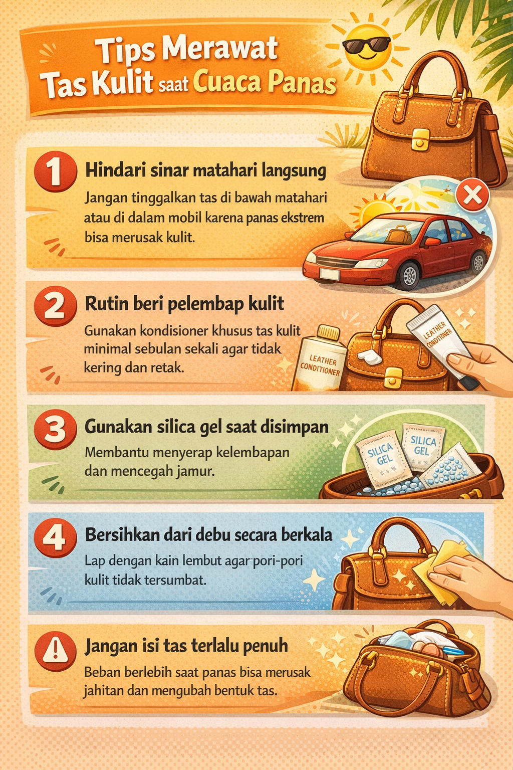 Tips Merawat Tas Kulit saat Cuaca Panas